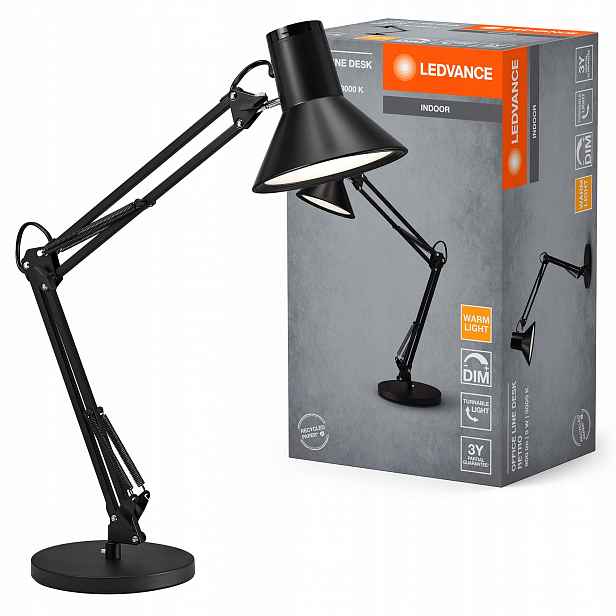 Stolní Led lampa nastavitelná 9W 393lm 3000K černá Office Line