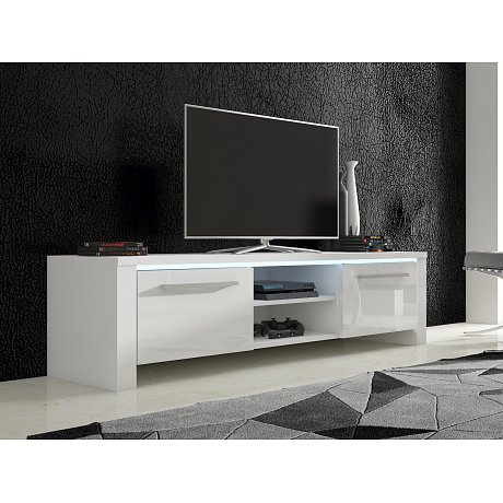 TV stolek HELIX 2, bílá/bílý lesk
