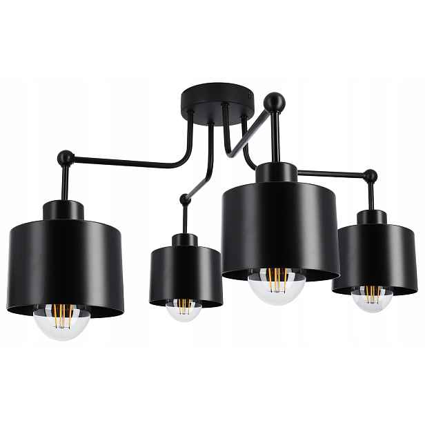 Závěsná stropní Led lampa stropní svítidlo lustr 4X E27 retro černá