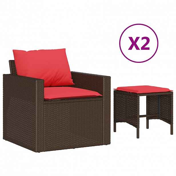 vidaXL 4dílná zahradní sedací souprava s poduškami hnědá polyratan