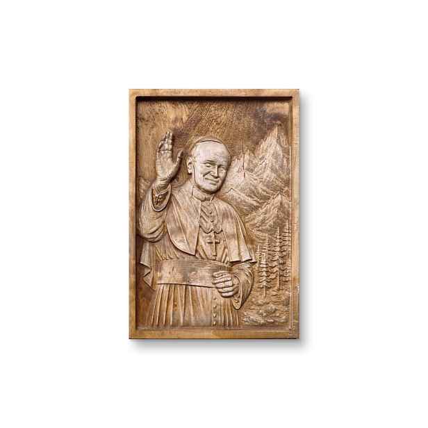Jan Pavel II. obraz dřevěný 25 cm reliéf náboženský jako dárek