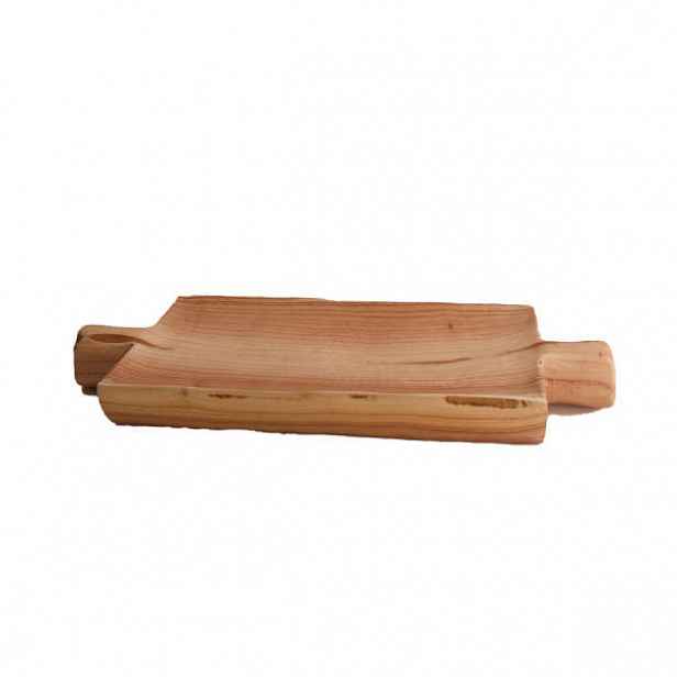 Miska hranatá 2 rukojeti dřevo přírodní 38x19,5cm