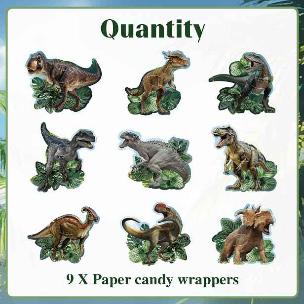 TEMU Dárek pro ni/ 9 ks Dinosauří párty dárky k narozeninám - Realistické balené bonbónové karty s dinosaury, různé barvy a designy pro oslavy s