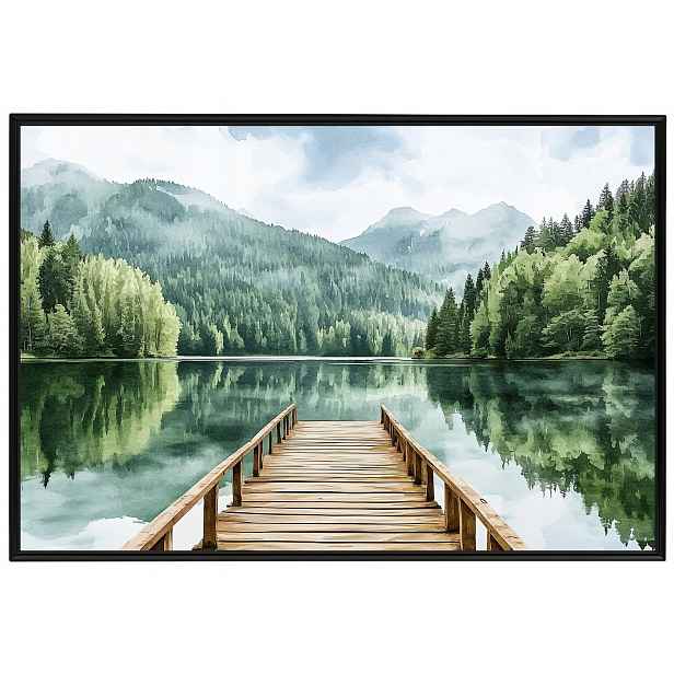 Plakát Rámeček Aluminium Horská Krajina Příroda Jezero Most Molo 60x40