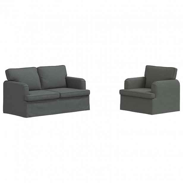 vidaXL Set pohovek 2 ks Tmavě šedá textil
