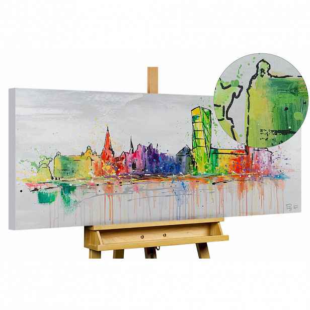 KUNSTLOFT RUČNĚ MALOVANÝ AKRYLOVÝ OBRAZ ŠEDÝ, 120/60 CM