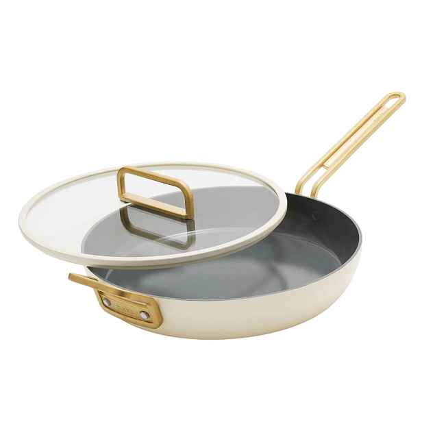 GreenPan Nepřilnavá keramická pánev s poklicí, Stanley Tucci, Ø 30 cm, krémová CC007802-004