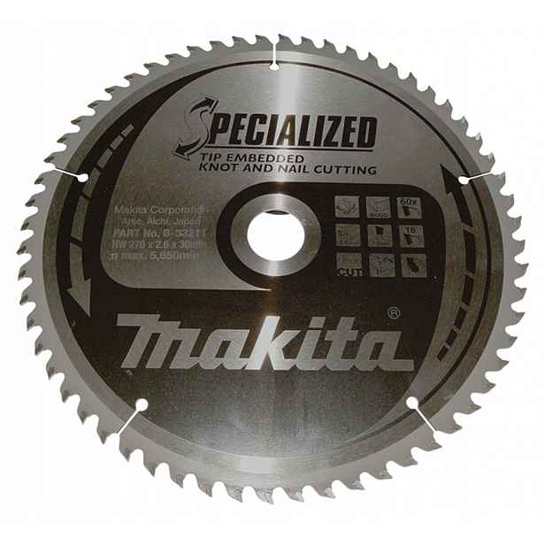 Makita B-33211 Řezací Kotouč Specialized T.c.t, 270 x 30 mm, 60 Z