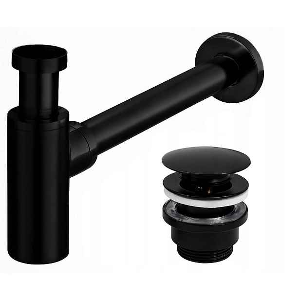 Umyvadlový Sifon Univerzální Klik-Klak Black Černý