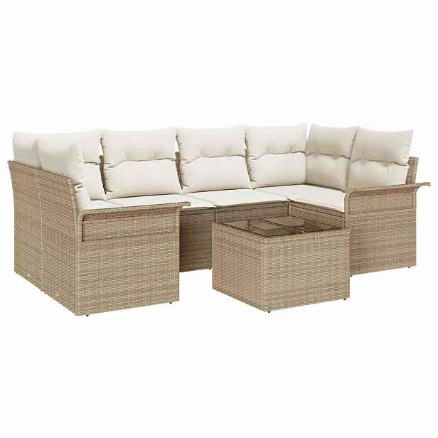 vidaXL Sada zahradních pohovek 7 pcs 6-Seater Béžová a krémová