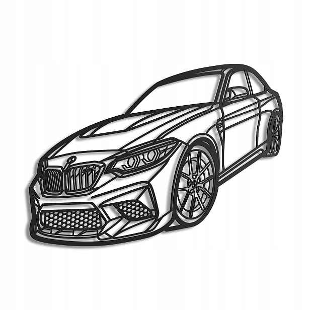 Dřevěný 3D obraz Bmw M2 ve stylu Line Nástěnná Dekorace Dárek XL