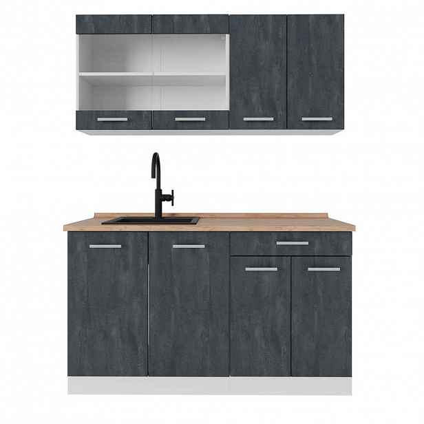 Vicco JEDNOTKOVÁ KUCHYNĚ R-Line Černý beton 140 cm PD Dub