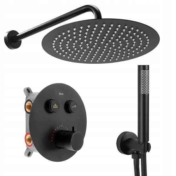 Podomítkový Sprchový Set Černý Lungo Black Rea
