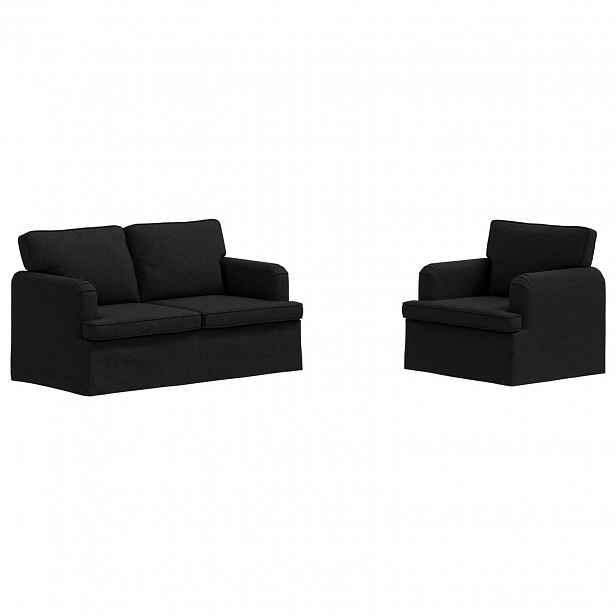 vidaXL Set pohovek 2 ks Černá textil