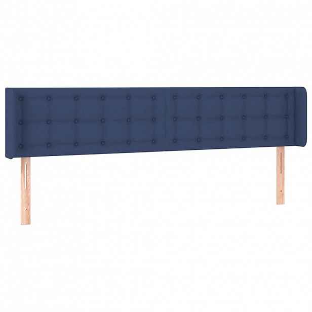 vidaXL Čelo postele typu ušák modré 203 x 16 x 78/88 cm textil