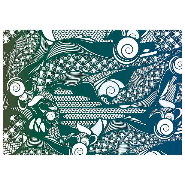 Abstraktní tapeta Vlna Gradient Klidná Světle Modrá Zelená Vzor 208x146 lepidlo