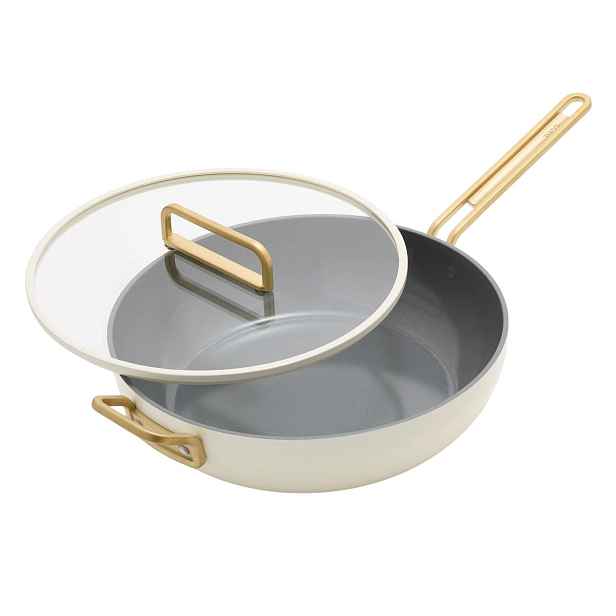 GreenPan Nepřilnavá keramická soté pánev s poklicí, Stanley Tucci, Ø 30 cm, krémová CC008982-004