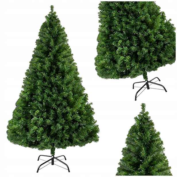 Umělý Vánoční Stromeček Borovice 180 CM Jako Živá Hustá Zelená Stojan Pvc 600ks Větviček