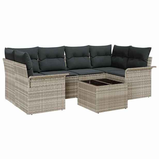 vidaXL Sada zahradních pohovek 7 pcs 6-Seater Světlá šedá a tmavá šedá