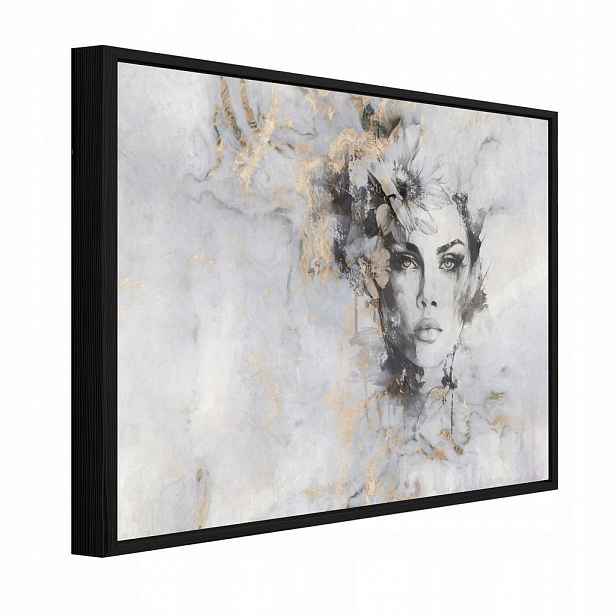 Wallarena ZARÁMOVANÝ obraz ženy v betonově béžové barvě 60x40 cm