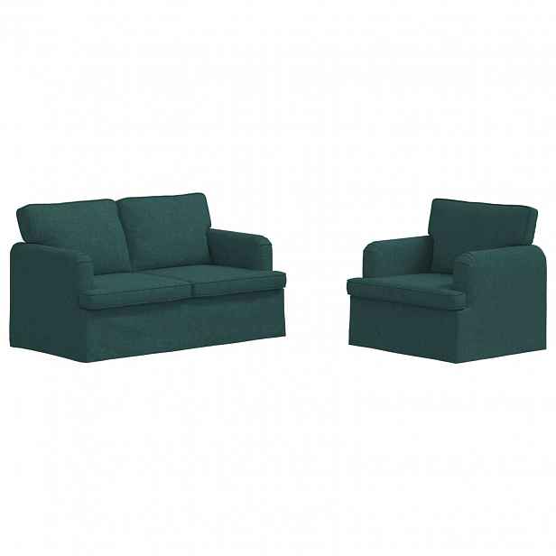 vidaXL Set pohovek 2 ks Tmavě zelená textil