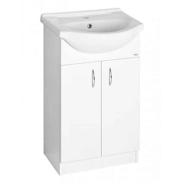 Aqualine Simplex Eco - Umyvadlová skříňka včetně umyvadla 53x84x31 cm, bílá mat SIME550