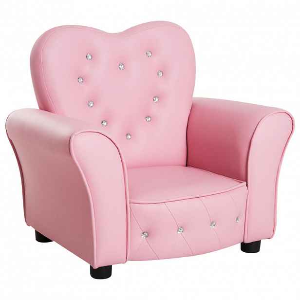 HOMCOM DĚTSKÁ SOFA Dětské křeslo ve tvaru srdce Princezna Mini sofa Dětská pokojová sofa s