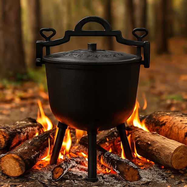 Litinový Kotlík, Lovecký Maďarský Hrnec Na Pečení, 10 L, Ohniště, Gril