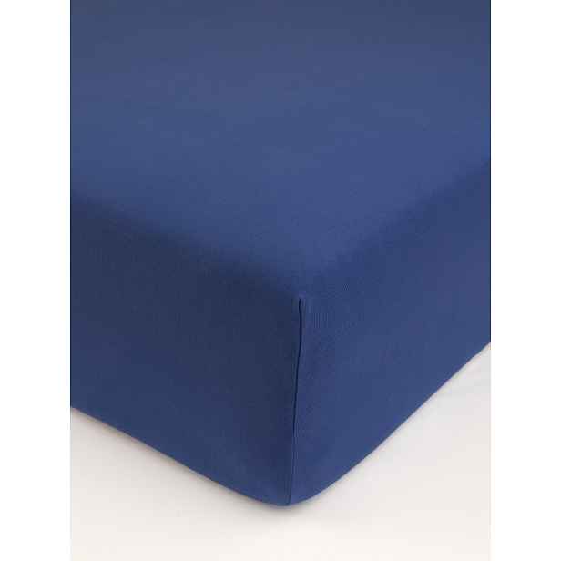MKLuzkoviny.cz Jersey prostěradlo s elastanem 140 × 200 cm – tmavě modré