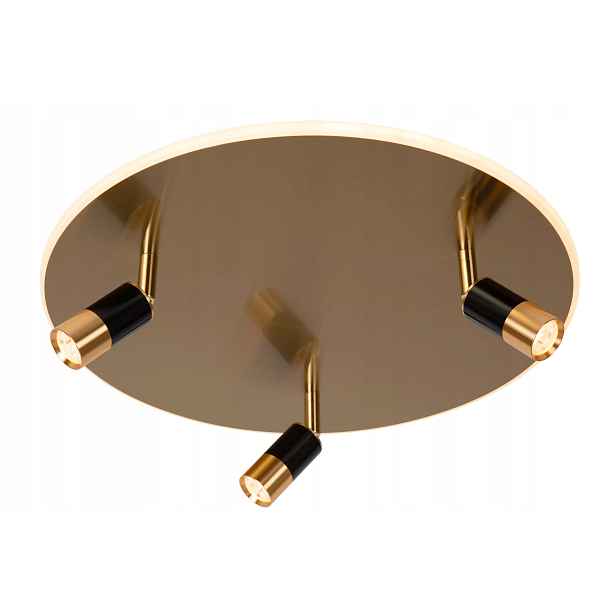 Stropní svítidlo stropní svítidlo Led kulatá 48 cm s reflektory zlatá černá Lucide