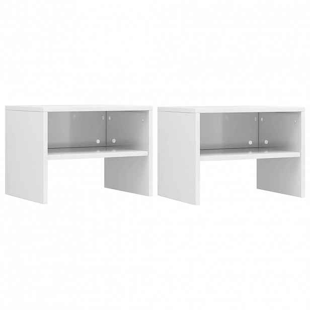 vidaXL Noční stolky 2 ks bílé vysoký lesk 40x30x30 cm kompozitní dřevo