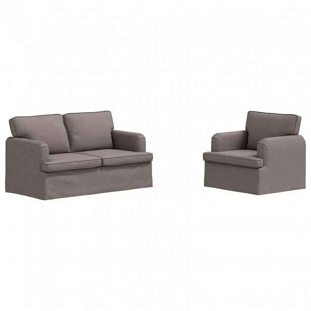 vidaXL Set pohovek 2 ks Taupe textil