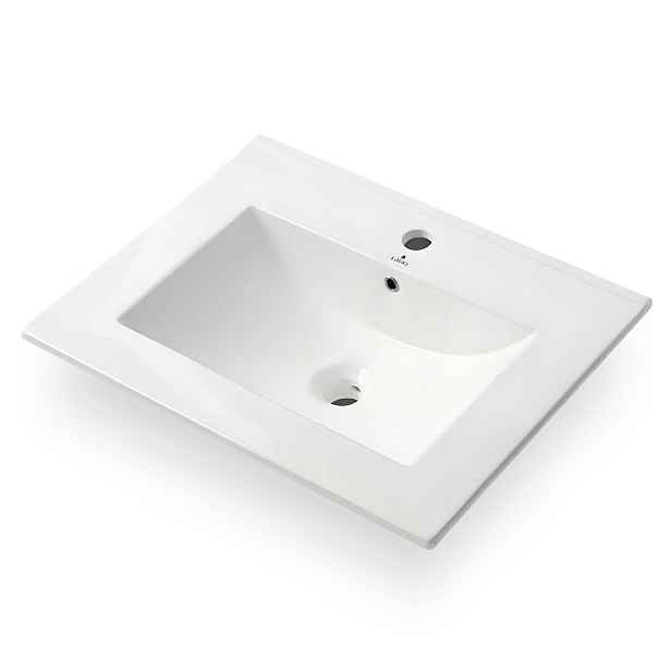 Ak furniture Zápustné keramické umyvadlo Nordis 61 cm lesklé bílé