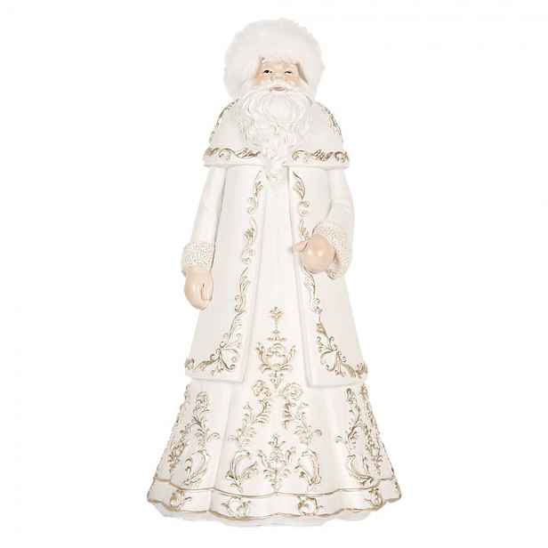 Bílo-zlatá antik dekorace Santa Claus - 13*10*25 cm Clayre & Eef