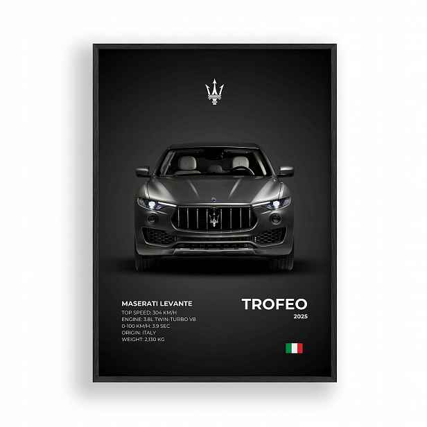 Obraz Maserati Levante Trofeo Plakát Rámeček Dřevěný Černý 30x42 cm
