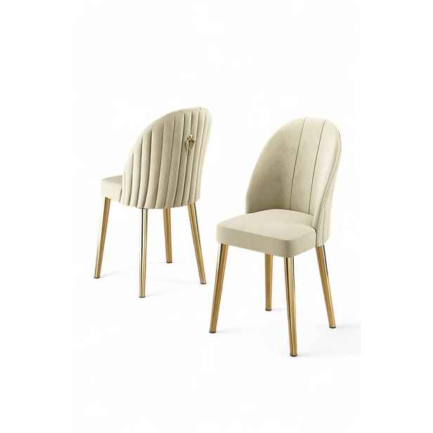 Sada židlí (4 kusy) Mara - Cream, Gold