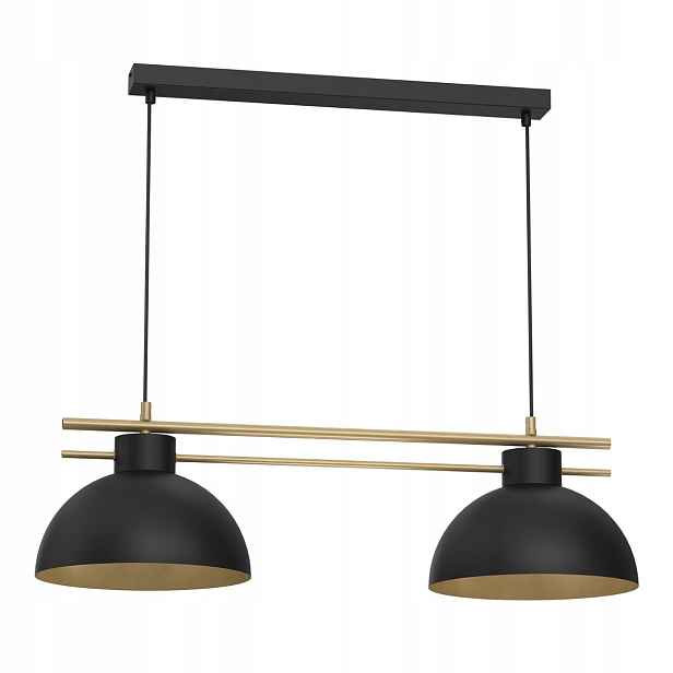 Závěsná lampa dvojitá, černá, zlatá, industriální nad stůl, ostrov Luminex