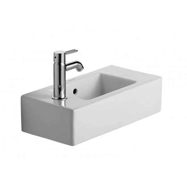 Duravit Vero - Umývátko 50x25 cm, s přepadem, s otvorem pro baterii vlevo, bílá 0703500009