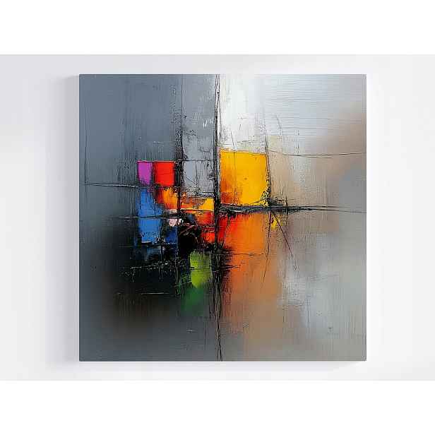 Obraz Na Plátně Canvas Abstrakce Barevné Čtverce Moderní Umění 3D 50x50