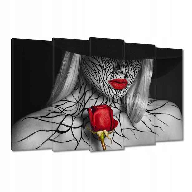 Obrazy 150x95 Červené rty a červená růže