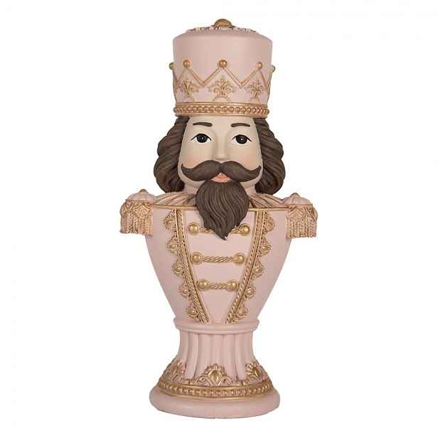 Růžová dekorace busta Louskáček Nutcracker - 16*10*30 cm Clayre & Eef