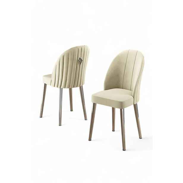 Sada židlí (4 kusy) Mara - Cream, Chrome