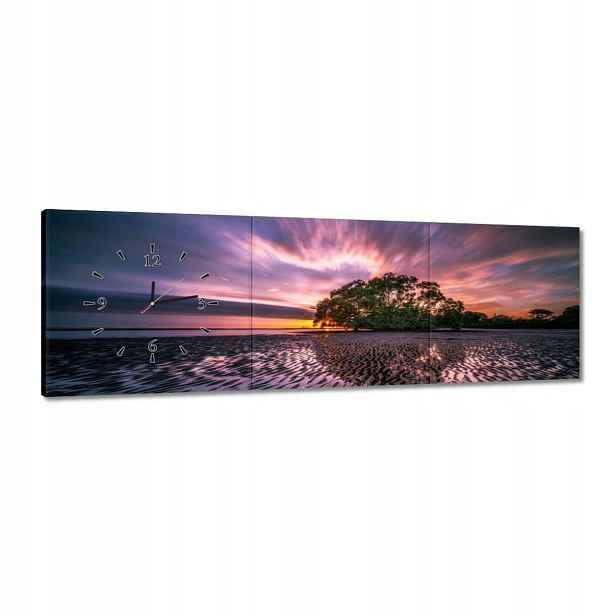 Hodiny 120x40 Krásná fialová krajina