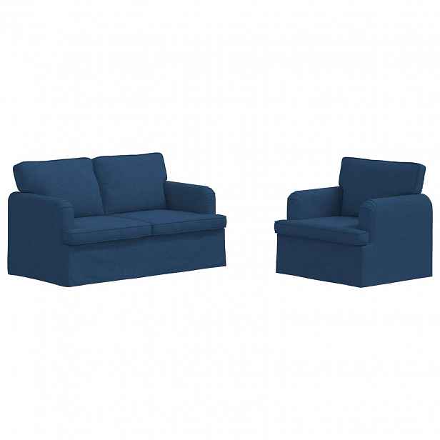 vidaXL Set pohovek 2 ks Modrá textil