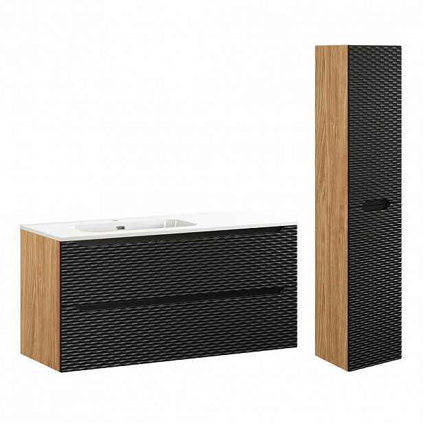 Petits-meubles KOUPELNOVÝ NÁBYTEK 120cm Elora 2er-Set Černá a dřevěná