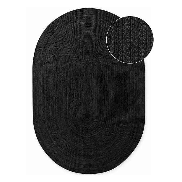 Černý oboustranný/ručně tkaný jutový koberec 160x230 cm Braided – Hanse Home