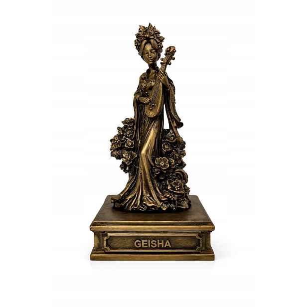 Gejša – bronzová soška z polystonu 24 cm, orientální figurka