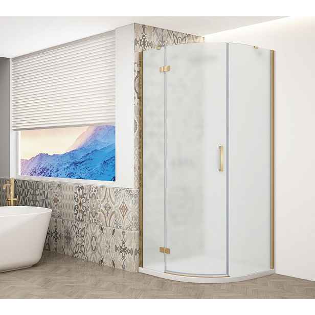 Gelco TRINITY GOLD MATT čtvrtkruhový sprchový kout 900x900mm, matné sklo, levé