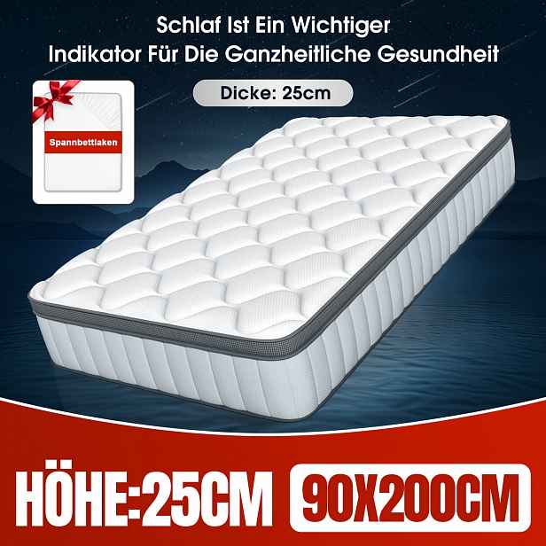 TEMU Prémiová kvalita | Matrace Gronfont 80x200/90x190/90x200, 100x200/120x200, 140x190/140x200, 160x200/180x200 cm, Prémiová matrace s kapsovými