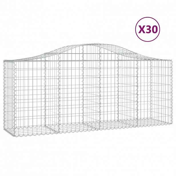 vidaXL Klenuté gabionové koše 30ks 200x50x80/100 cm pozinkované železo